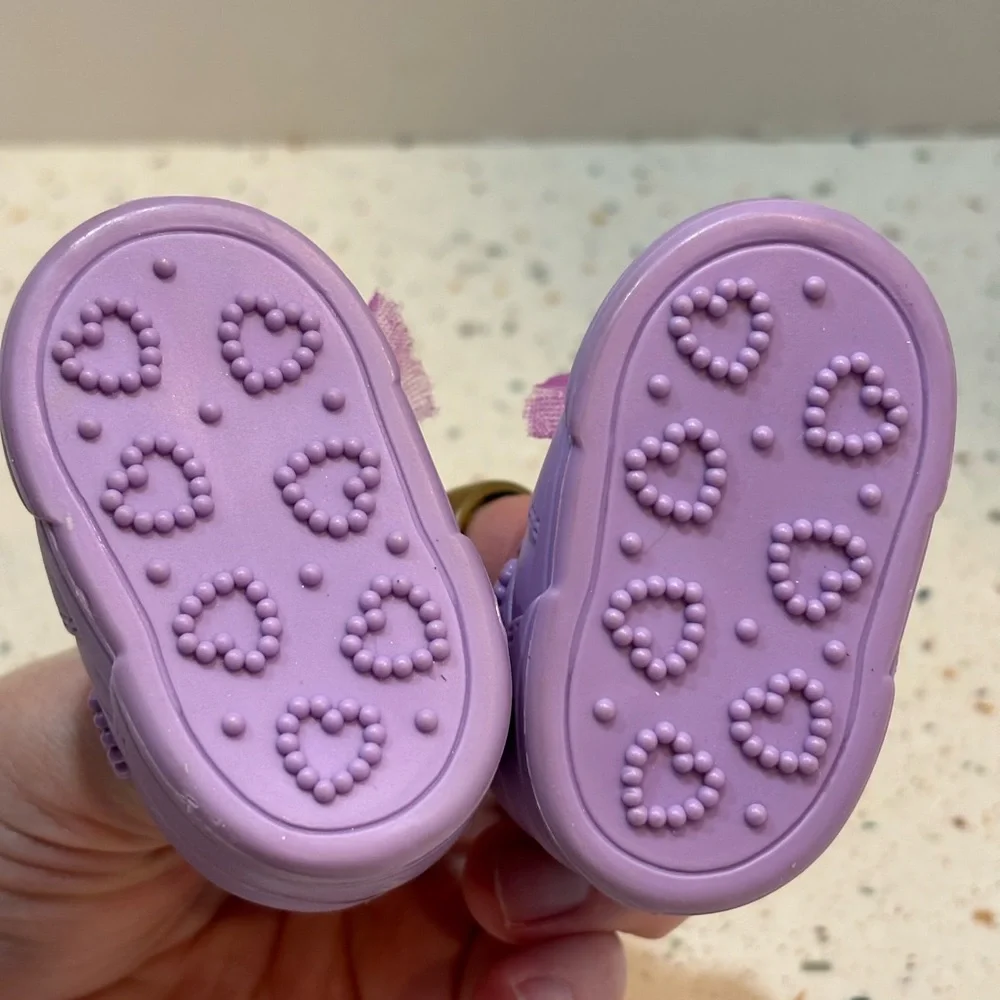 90s Vintage Galoob Baby Face Doll Shoes‎ Purple with Hearts